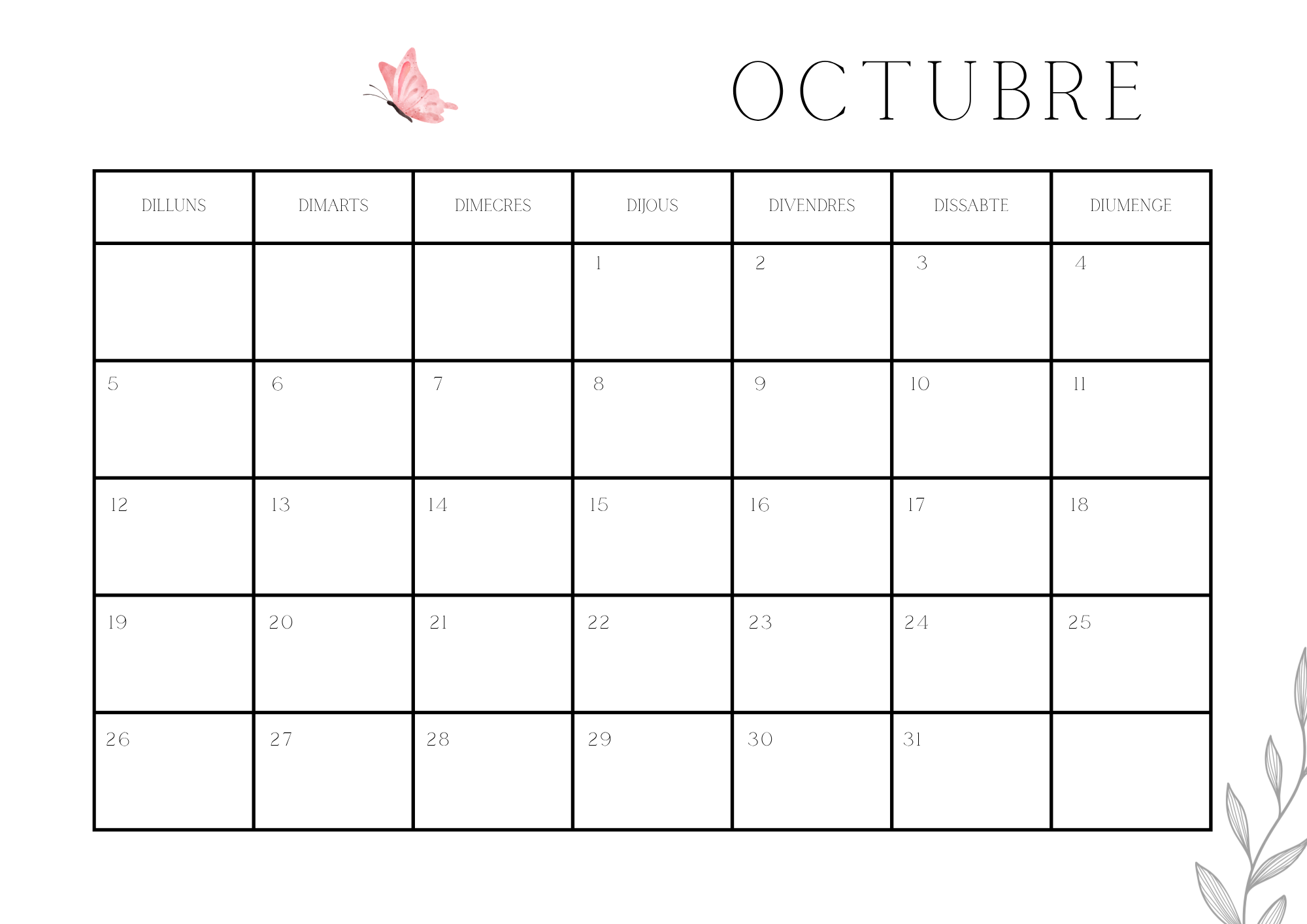 CALENDARI ESCOLAR MENSUAL AULA / QUADERN DOCENT