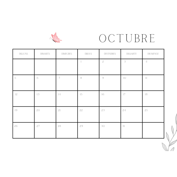 CALENDARI ESCOLAR MENSUAL AULA / QUADERN DOCENT