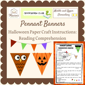 Halloween Craft Pennant Banner Reading Comprehension| Banderoles de Halloween