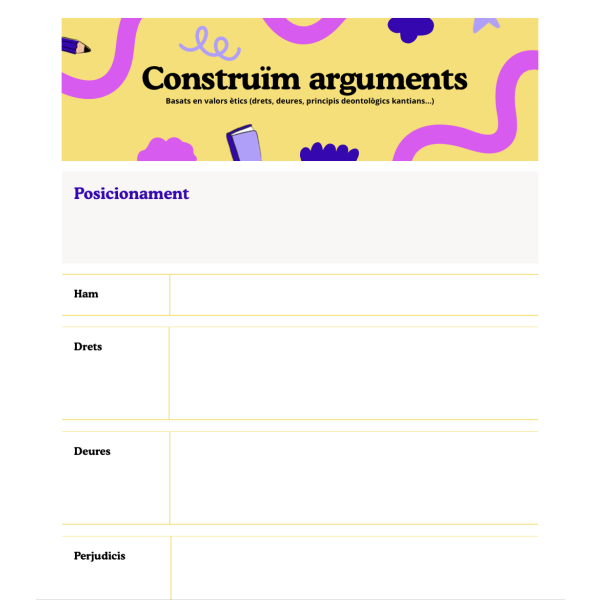 Plantilla per a construir arguments basats en valors