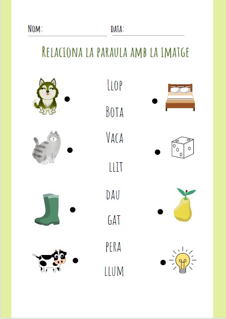 Relacionar imatge i paraula.