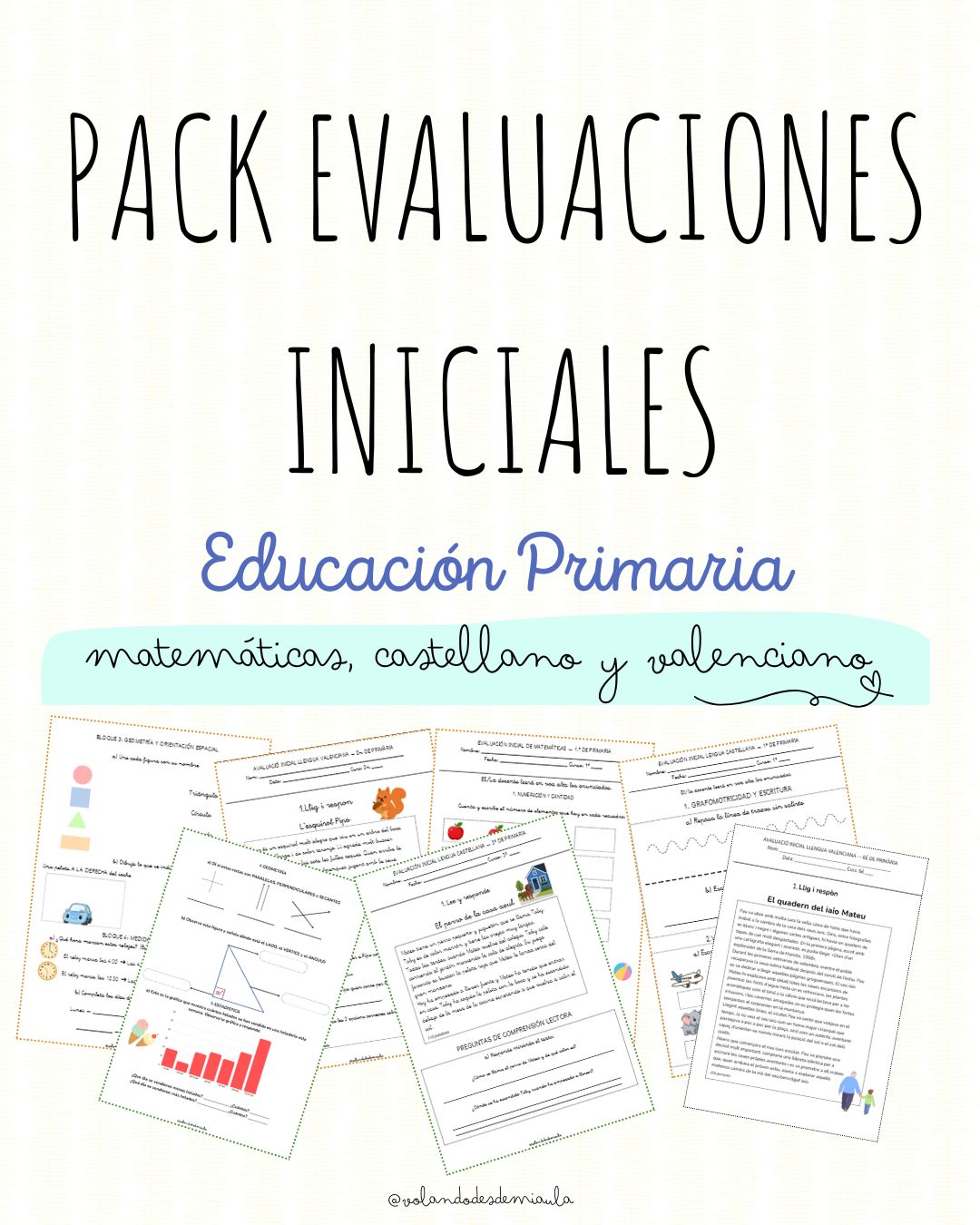 🚀 PACK EVALUACIONES INICIALES EDUCACIÓN PRIMARIA (MAT/CAST/VAL)