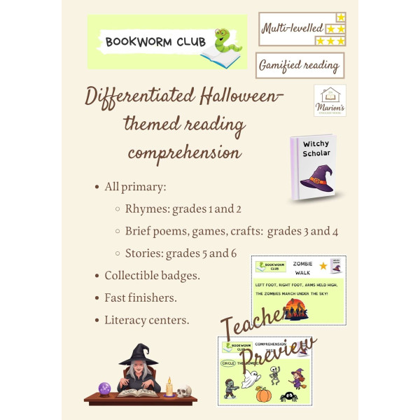 Halloween Reading Comprehension | Differentiated No Prep Literacy Centers