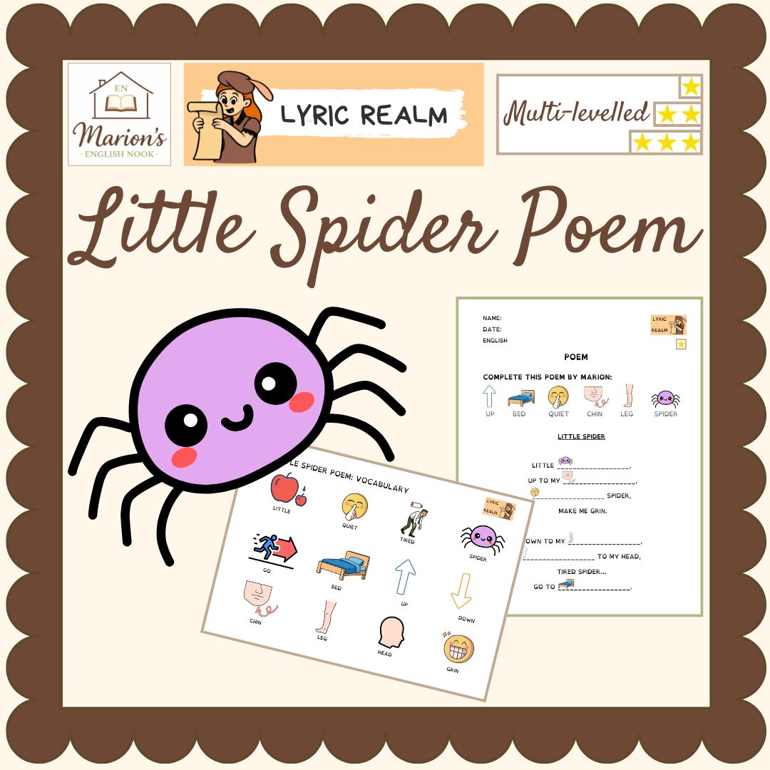 Little Spider Halloween Poem & TPR Activities | Body Parts, Adjectives | ESL EFL