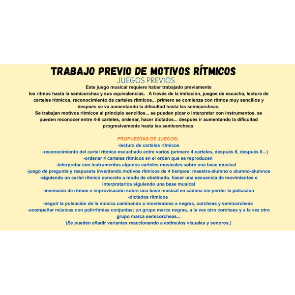 motivos rítmicos/ juego: yo tengo, ¿quién tiene?