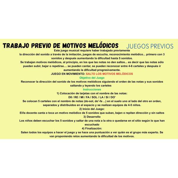 motivos melódicos/ juego: yo tengo, ¿quién tiene?