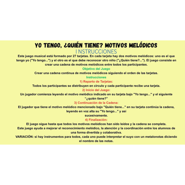 motivos melódicos/ juego: yo tengo, ¿quién tiene?