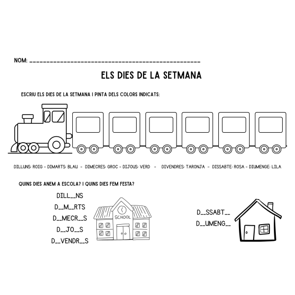 Fitxa per treballar els dies de la setmana