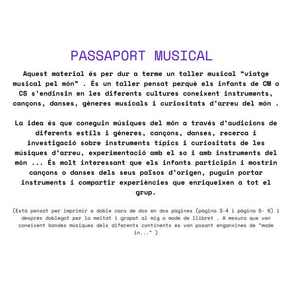 passaport musical: un recorregut pels sons del món