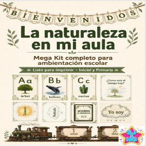Mega kit completo para ambientación escolar con temática de la naturaleza. Listo para imprimir