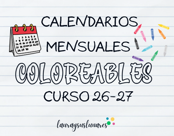Calendarios coloreables curso 26-27