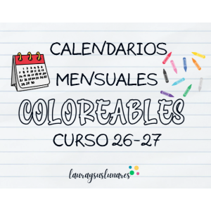 Calendarios coloreables curso 26-27