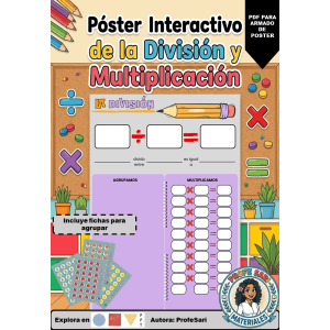 Póster Interactivo de la División y Multiplicación | Juego de Reparto Manipulativo (2.º y 3.º de Primaria) | Formato Individual y Póster Gigante de Aula