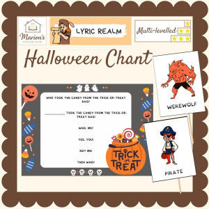 Halloween Call and Response Chant: Role-Play Character Cards & Vocabulary Pack