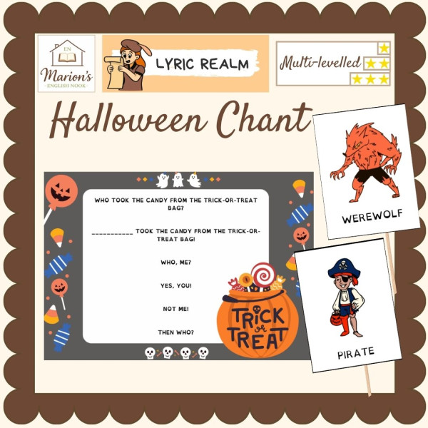 Halloween Call and Response Chant: Role-Play Character Cards & Vocabulary Pack