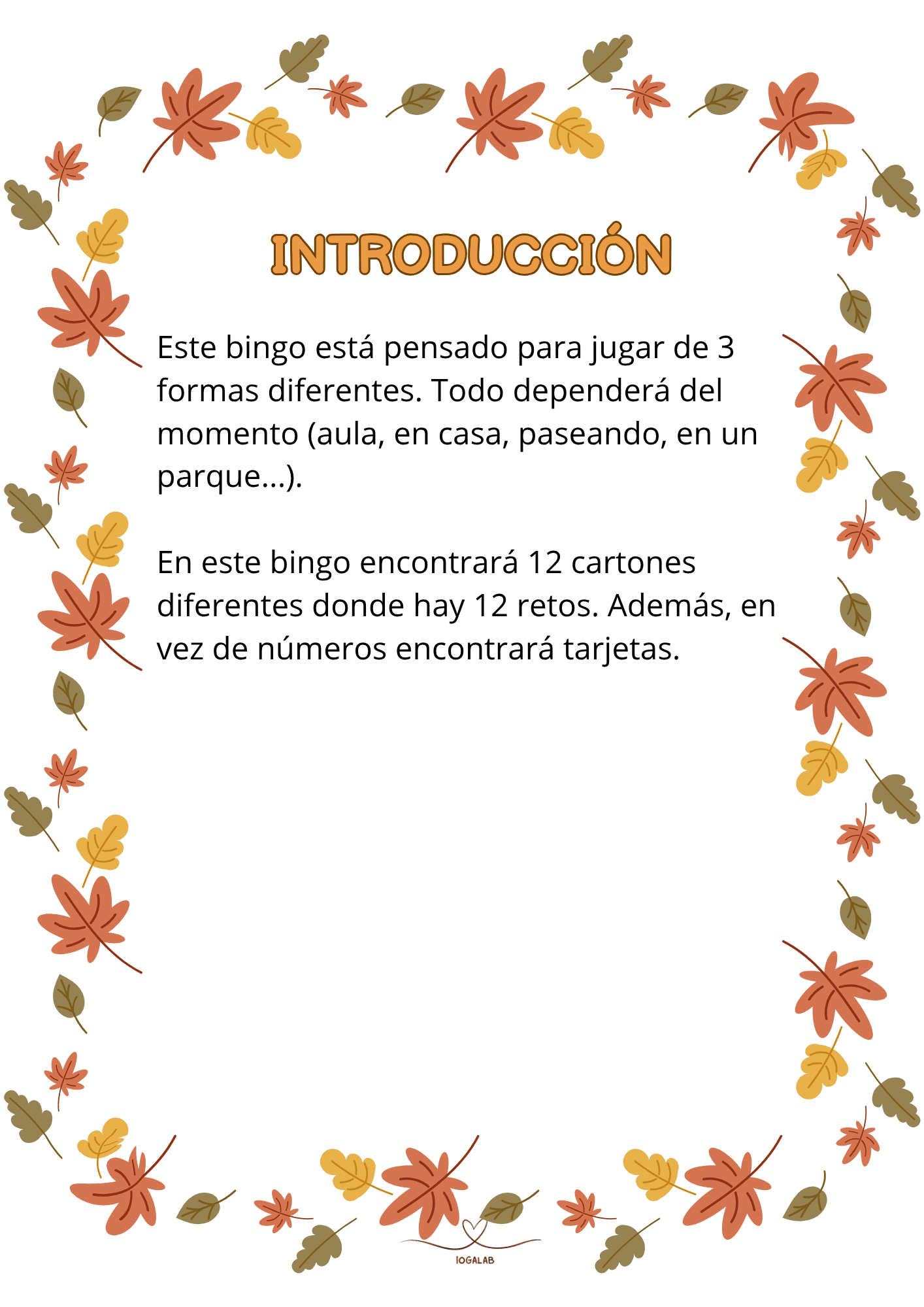 EL BINGO DE YOGA DE OTOÑO