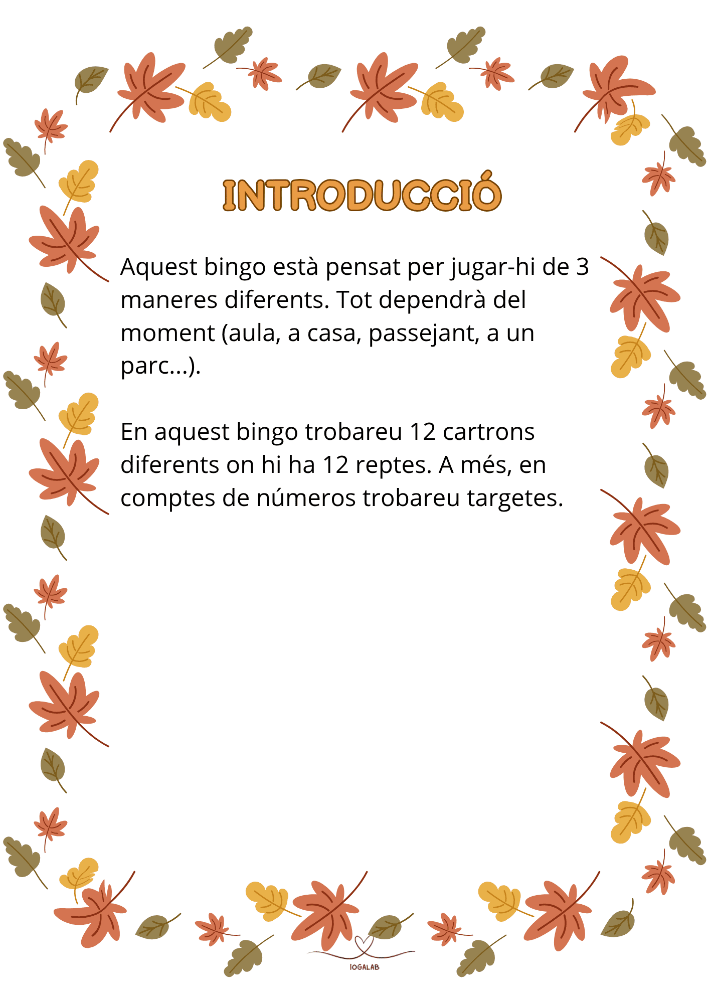 EL BINGO DE LA TARDOR