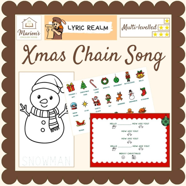 Christmas Chain Song & Coloring Flashcards | Speaking Activity